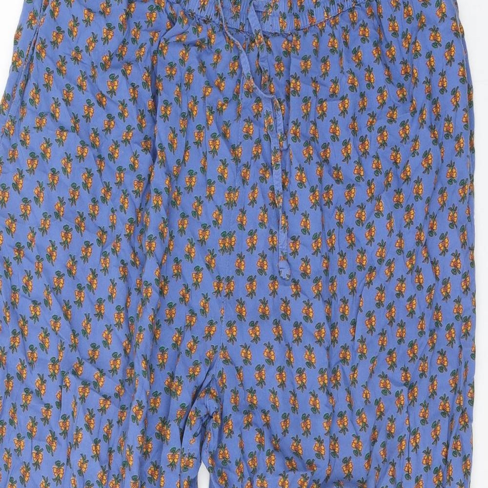 Orvis Womens Blue Geometric Viscose Trousers Size L Regular Tie - Pineapple Print