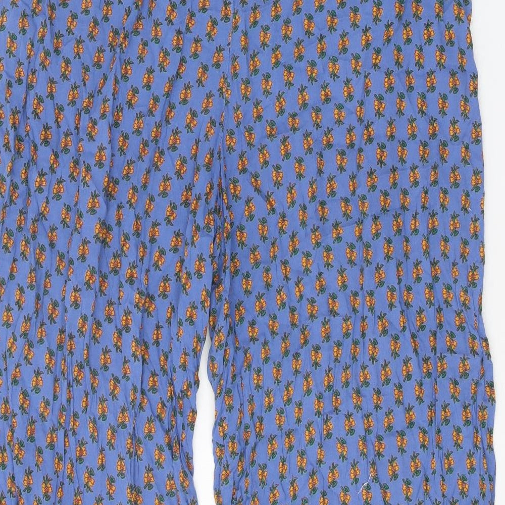 Orvis Womens Blue Geometric Viscose Trousers Size L Regular Tie - Pineapple Print