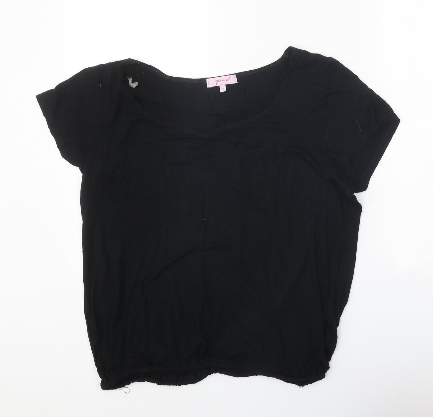 Per Una Womens Black Viscose Basic T-Shirt Size 20 Round Neck
