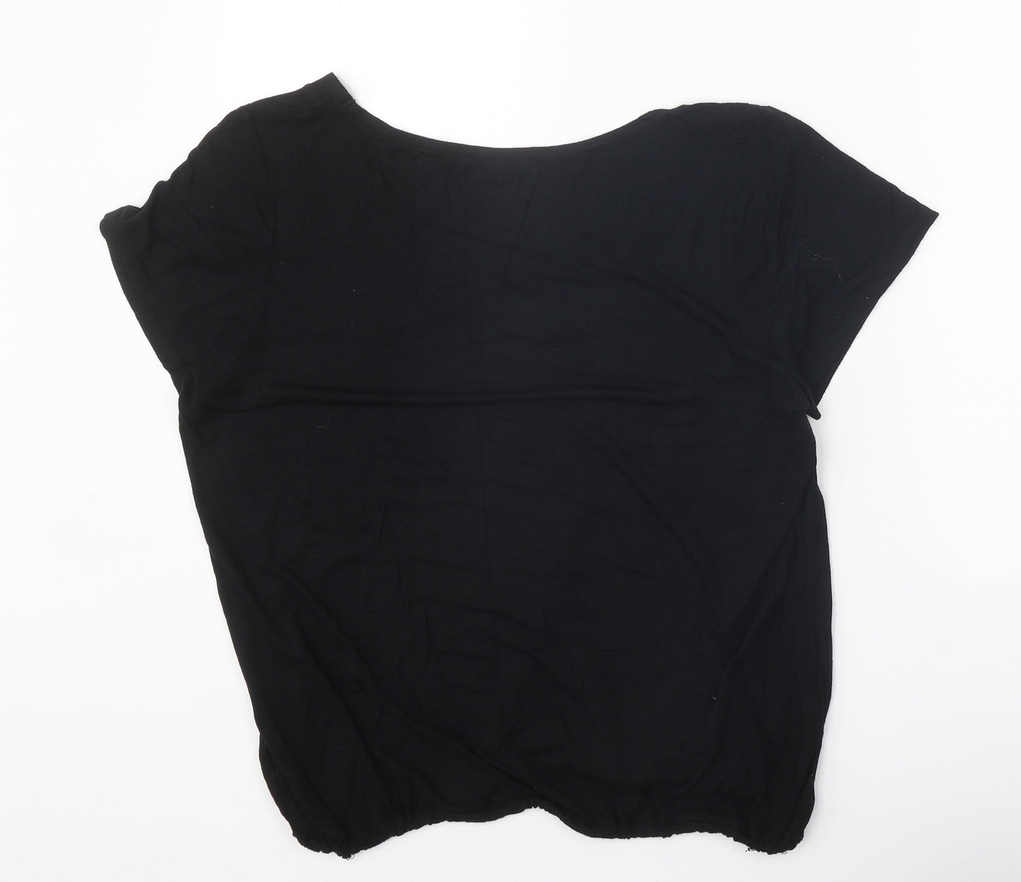 Per Una Womens Black Viscose Basic T-Shirt Size 20 Round Neck