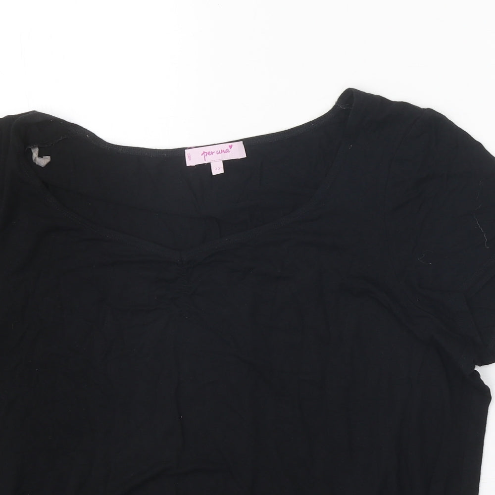 Per Una Womens Black Viscose Basic T-Shirt Size 20 Round Neck