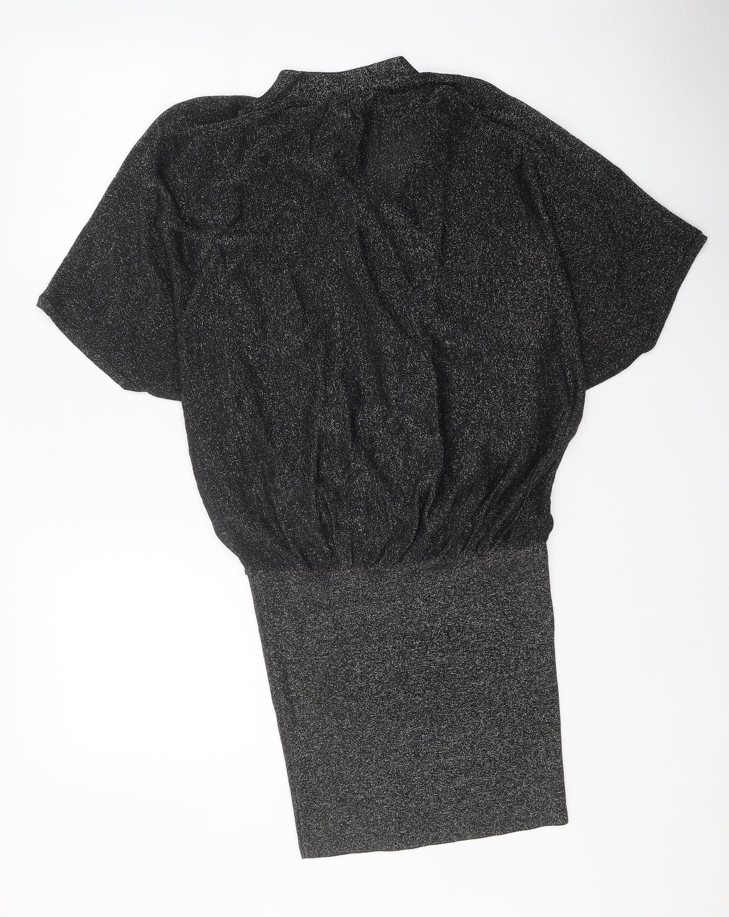 Phase Eight Womens Black Geometric Viscose Tunic Blouse Size 8 Mock Neck - Open Back