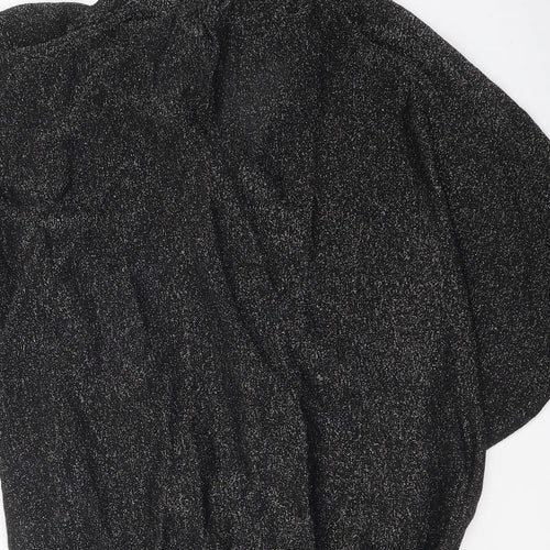 Phase Eight Womens Black Geometric Viscose Tunic Blouse Size 8 Mock Neck - Open Back