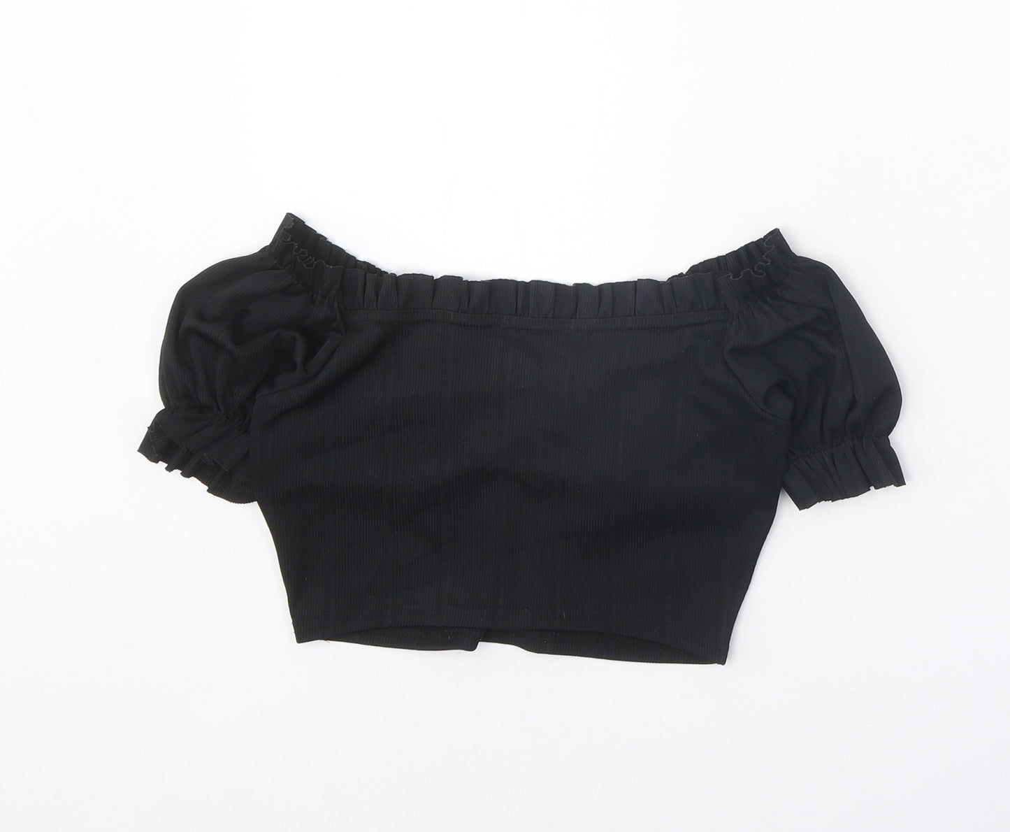 Boohoo Womens Black Polyester Cropped Tank Size 8 Off the Shoulder