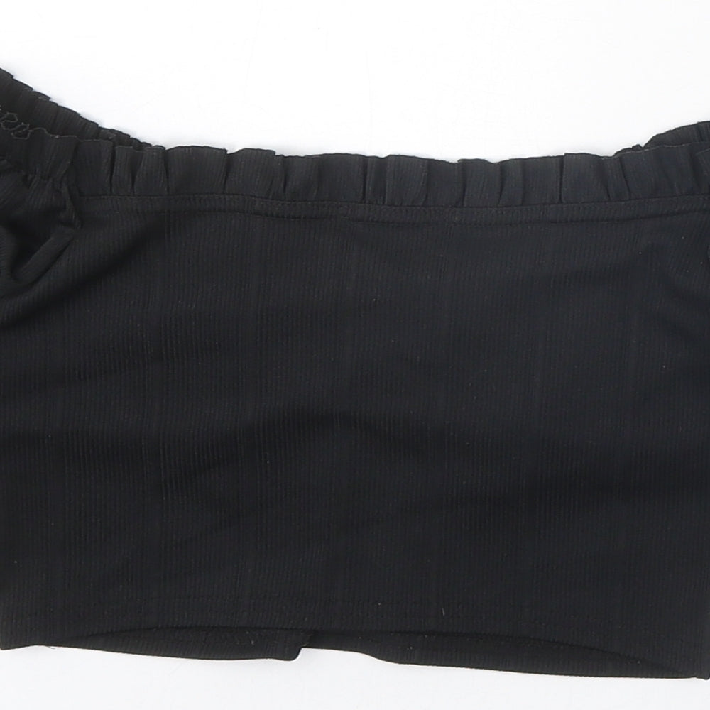 Boohoo Womens Black Polyester Cropped Tank Size 8 Off the Shoulder