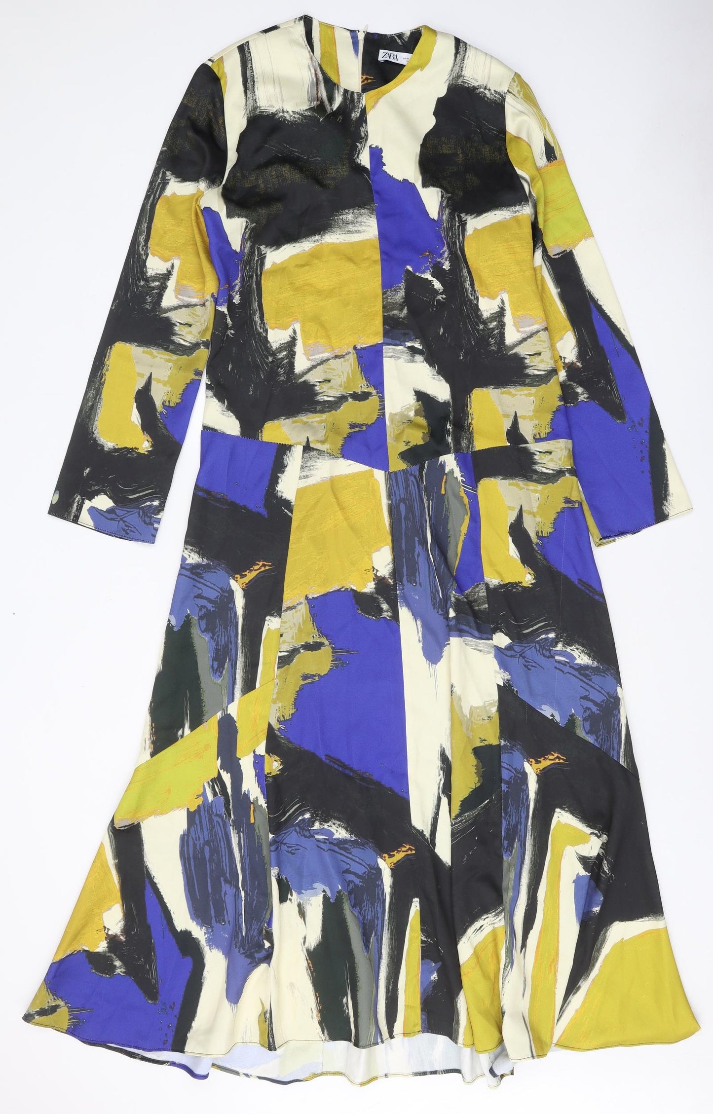 Zara Womens Multicoloured Geometric Polyester Maxi Size M Round Neck Zip