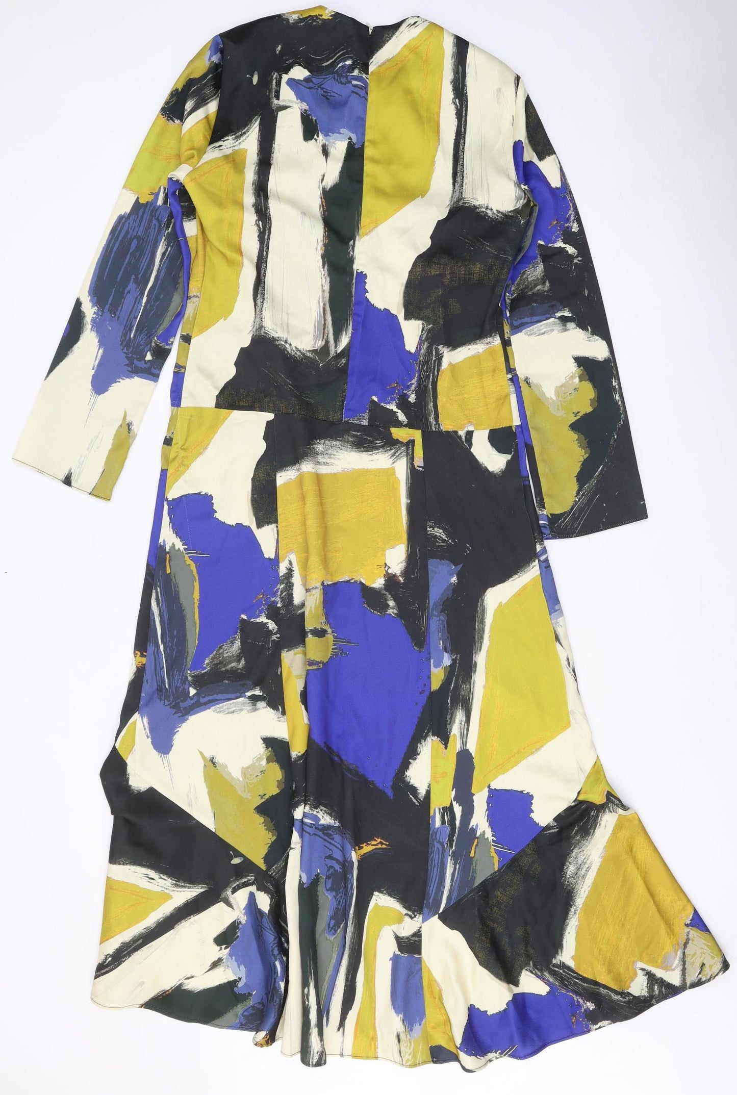 Zara Womens Multicoloured Geometric Polyester Maxi Size M Round Neck Zip