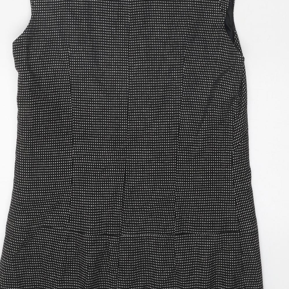 French Connection Womens Black Polyester A-Line Size 12 Round Neck Zip