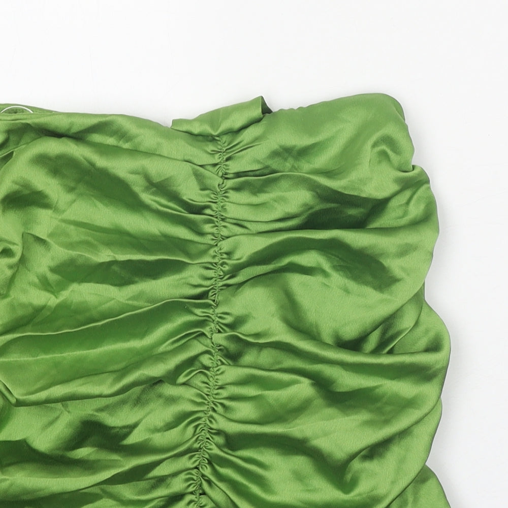 PRETTYLITTLETHING Womens Green Polyester Mini Skirt Size 8 Zip