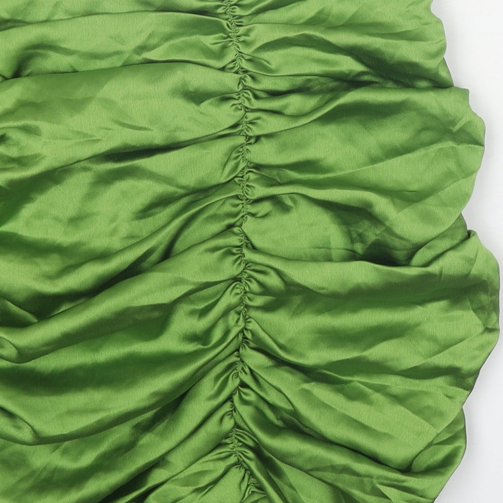 PRETTYLITTLETHING Womens Green Polyester Mini Skirt Size 8 Zip