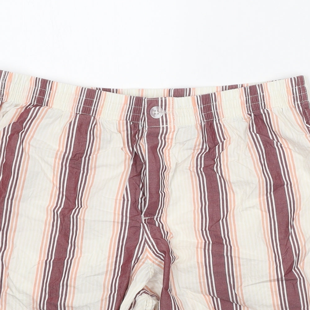 Preworn Womens Beige Striped Polyester Bermuda Shorts Size 30 in Regular Button