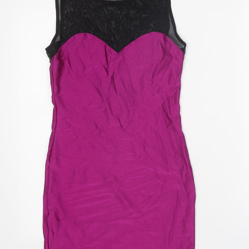 FOREVER 21 Womens Purple Colourblock Nylon A-Line Size S Round Neck Pullover
