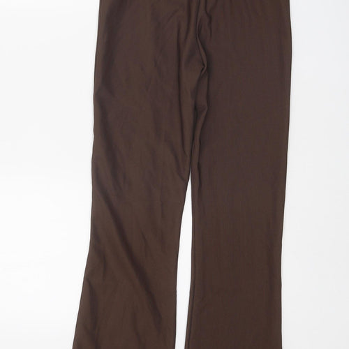 Bershka Womens Brown Polyester Trousers Size XS Regular - Waist: 24 to 28