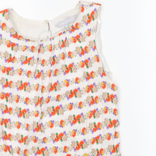 Red Herring Womens White Geometric Viscose Basic Tank Size 12 Round Neck