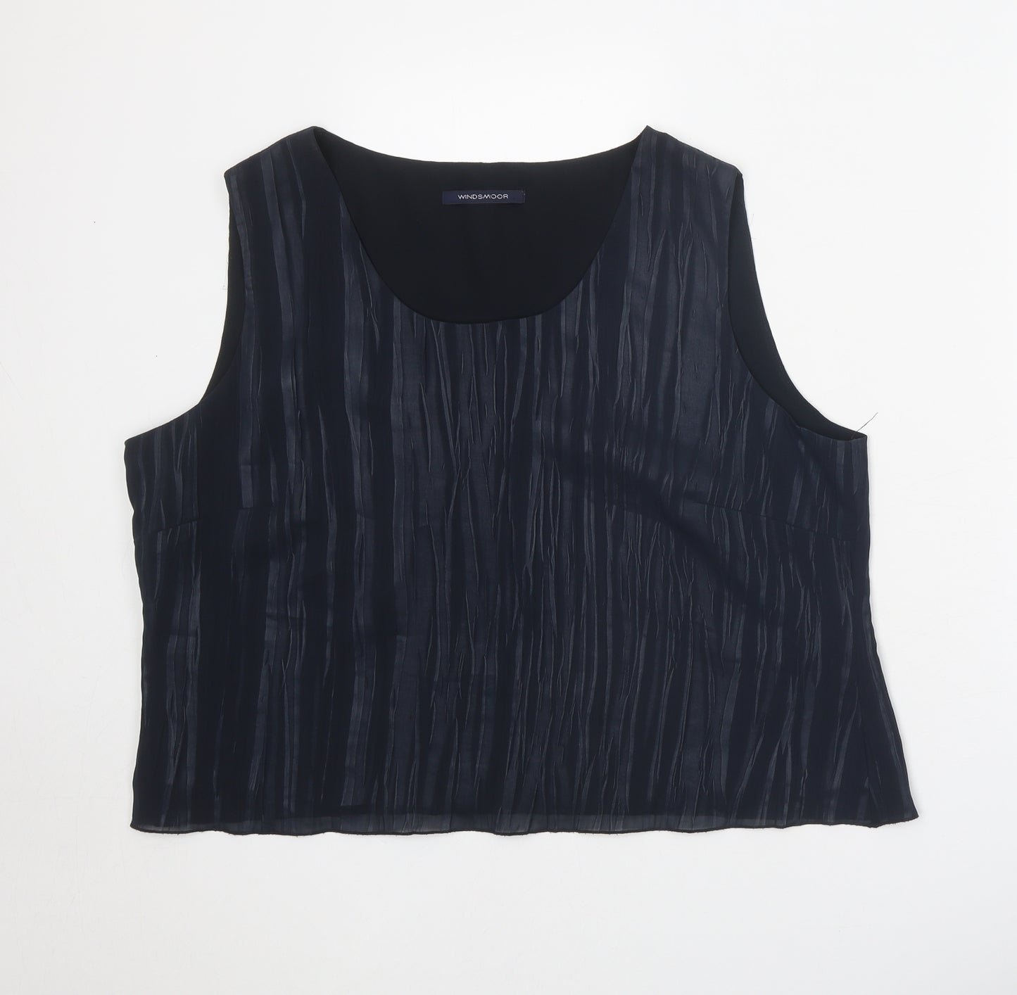 Windsmoor Womens Black Geometric Polyester Cropped Tank Size 20 Round Neck