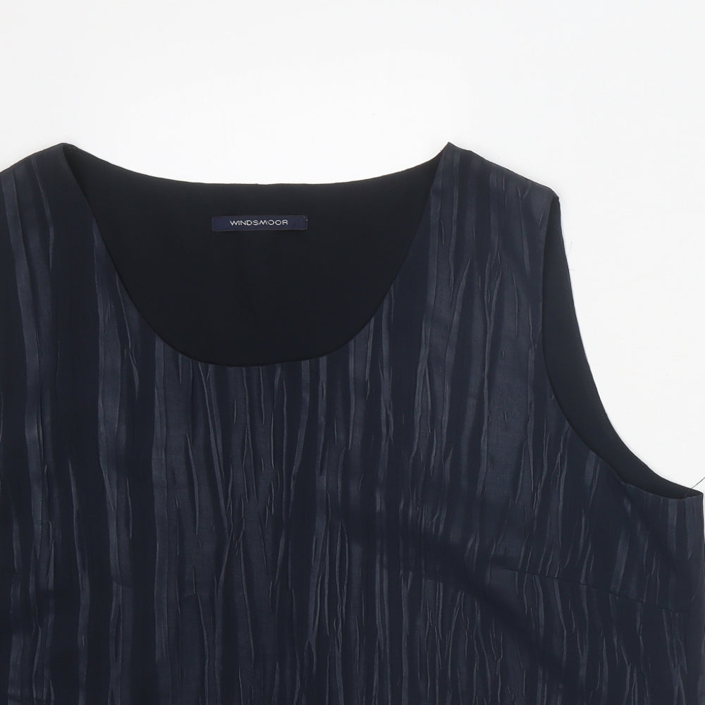 Windsmoor Womens Black Geometric Polyester Cropped Tank Size 20 Round Neck