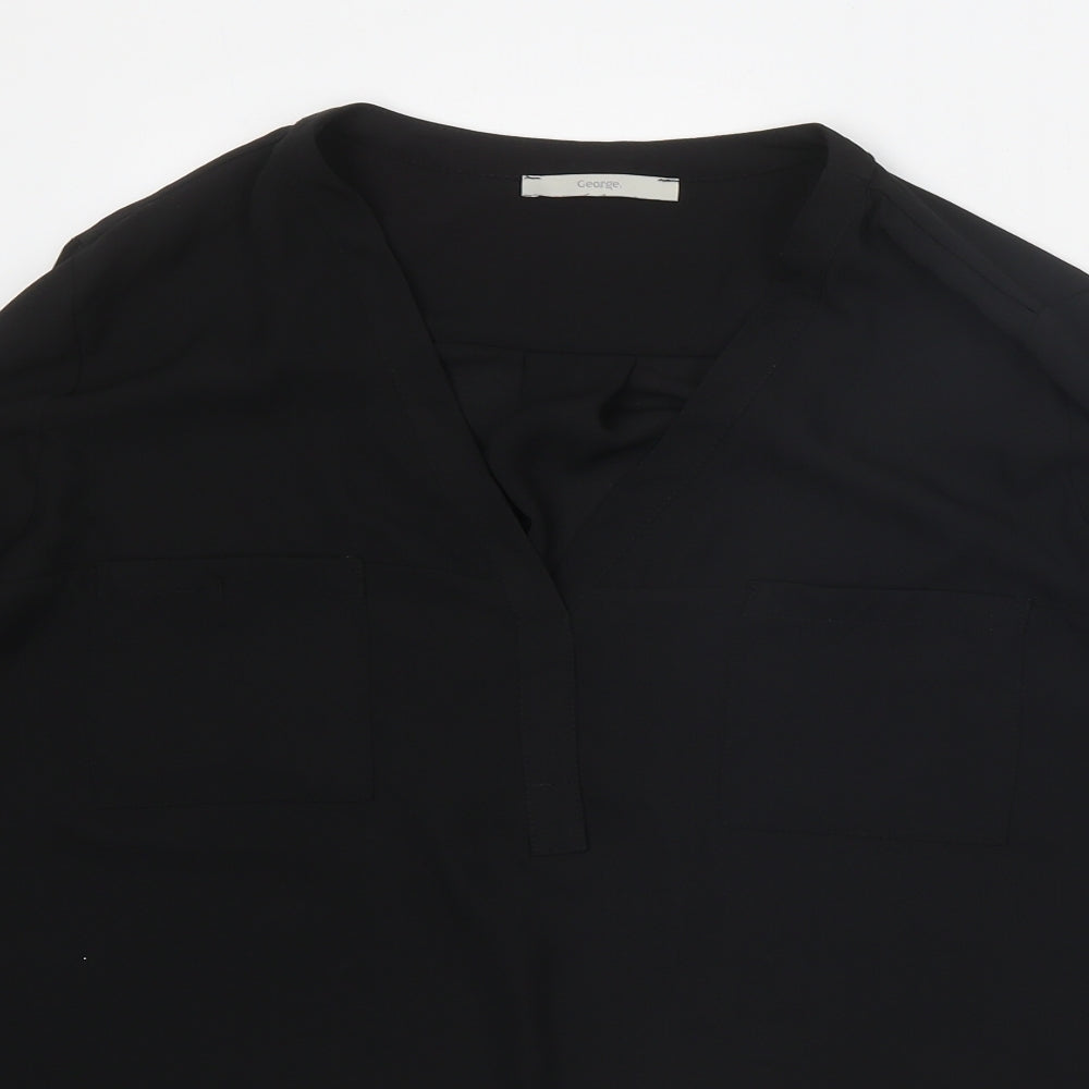 George Womens Black Polyester Basic Blouse Size 20 V-Neck