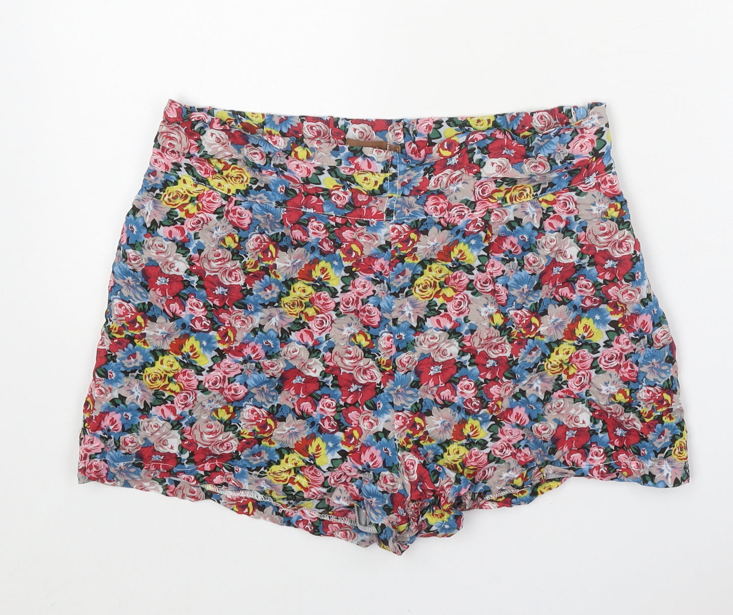 Jolie Moi Womens Multicoloured Floral 100% Cotton Hot Pants Shorts Size 8 Regular Zip