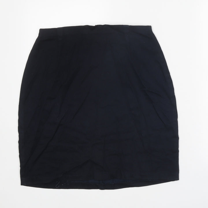 St Michael Womens Blue Viscose Straight & Pencil Skirt Size 14 Zip