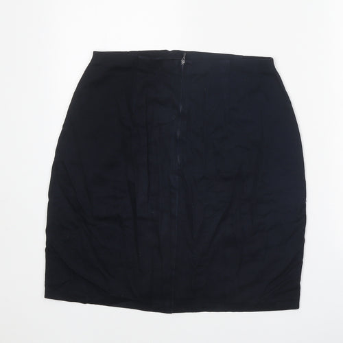 St Michael Womens Blue Viscose Straight & Pencil Skirt Size 14 Zip