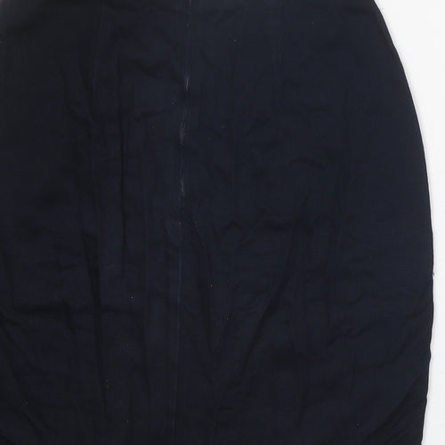 St Michael Womens Blue Viscose Straight & Pencil Skirt Size 14 Zip