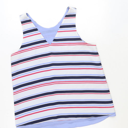 NEXT Womens Multicoloured Striped Polyester Basic Tank Size 12 V-Neck