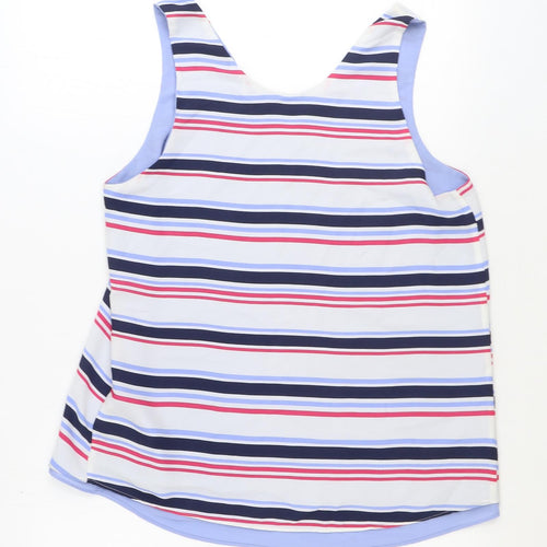 NEXT Womens Multicoloured Striped Polyester Basic Tank Size 12 V-Neck