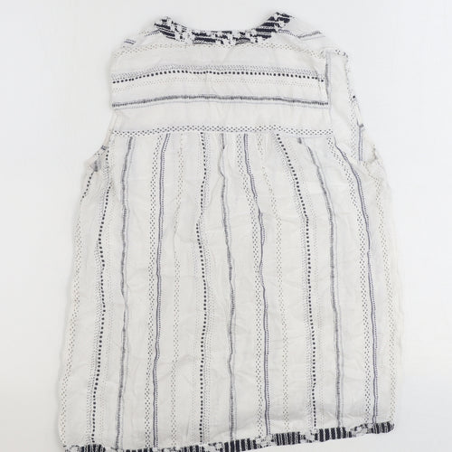 NEXT Womens White Striped Viscose Basic Tank Size 8 V-Neck