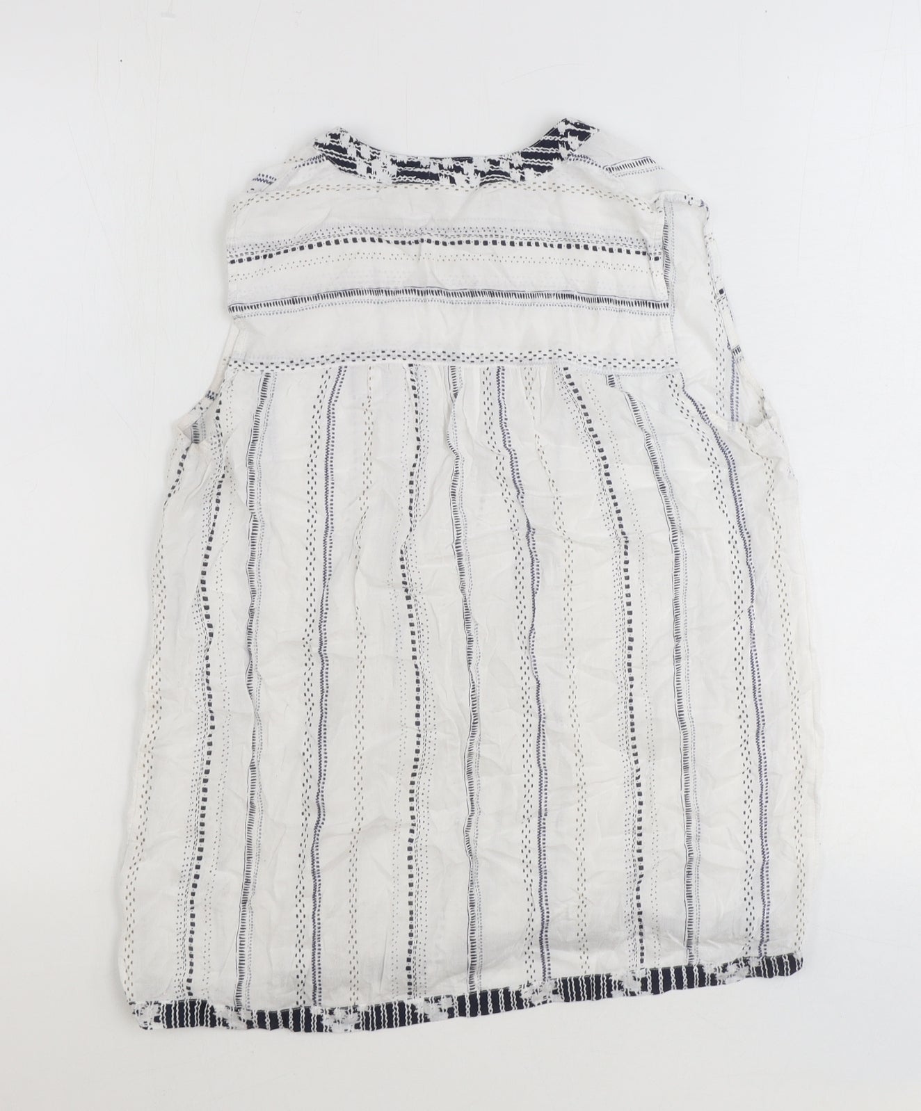 NEXT Womens White Striped Viscose Basic Tank Size 8 V-Neck