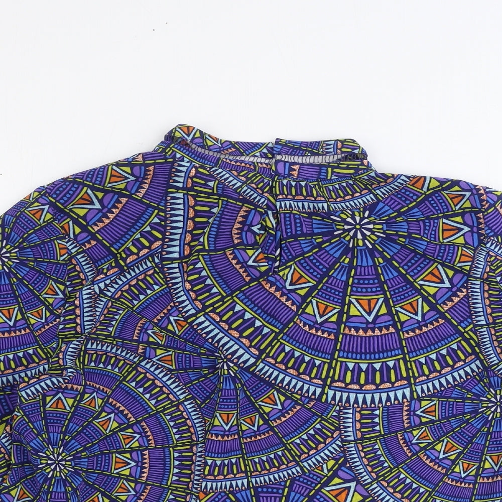 TU Womens Multicoloured Geometric Polyester Basic Blouse Size 16 Mock Neck