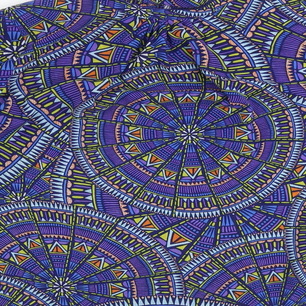 TU Womens Multicoloured Geometric Polyester Basic Blouse Size 16 Mock Neck