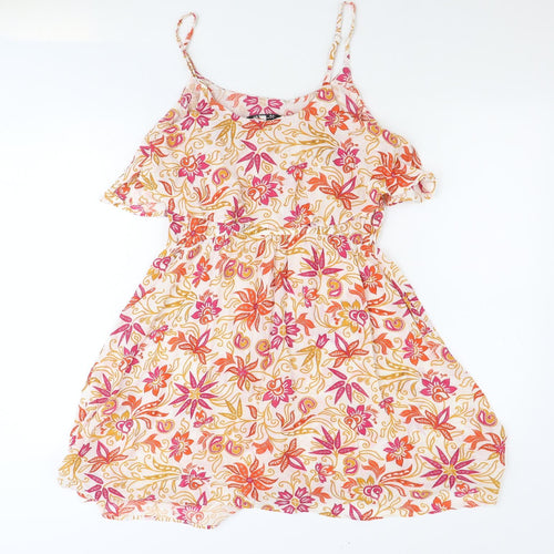 Debenhams Womens Multicoloured Floral Viscose Tank Dress Size M Scoop Neck Pullover