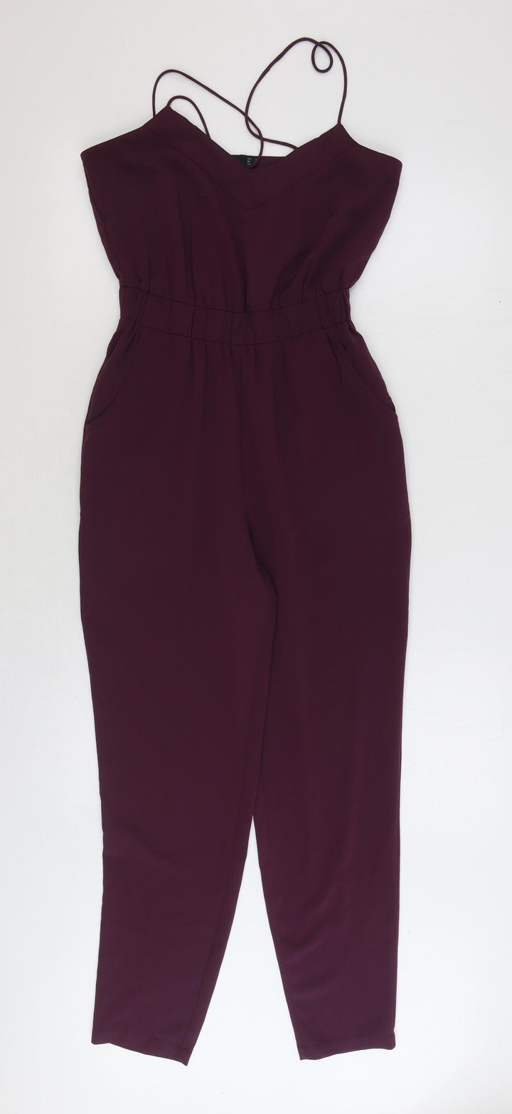 ASOS Womens Red Polyester Jumpsuit One-Piece Size 4 Pullover