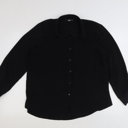 ADL Womens Black Polyester Basic Button-Up Size XL V-Neck
