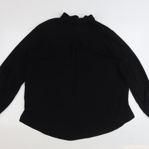 ADL Womens Black Polyester Basic Button-Up Size XL V-Neck