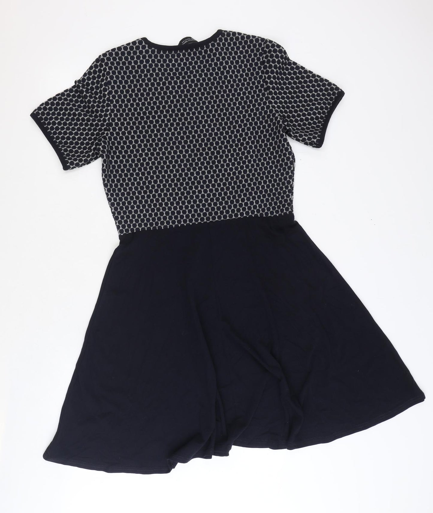 Dorothy Perkins Womens Black Geometric Polyester Fit & Flare Size 14 Round Neck Pullover