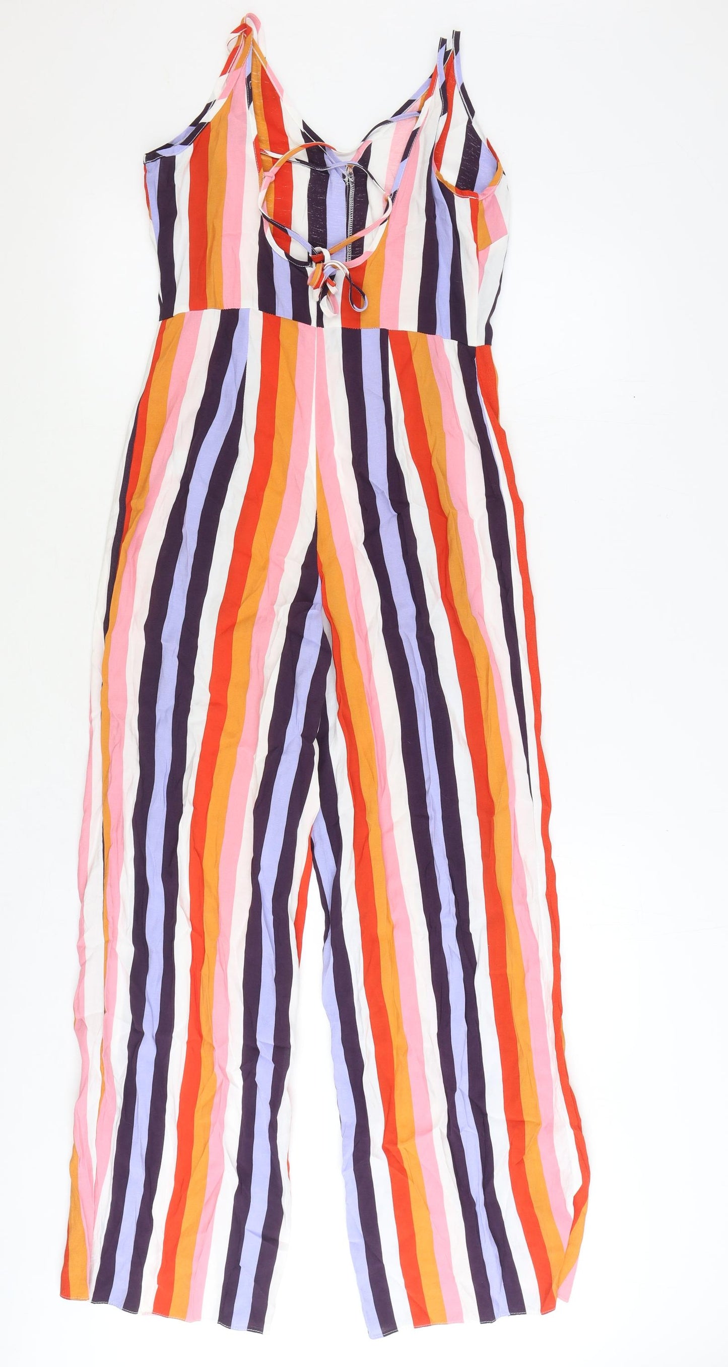 Miss Selfridge Womens Multicoloured Striped Polyester Jumpsuit One-Piece Size 10 Zip