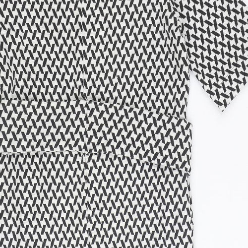 NEXT Womens Black Geometric Polyester A-Line Size 8 Boat Neck Pullover