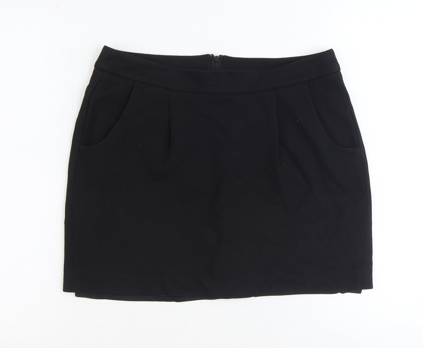 Preworn Womens Black Polyester Straight & Pencil Skirt Size 12 Zip