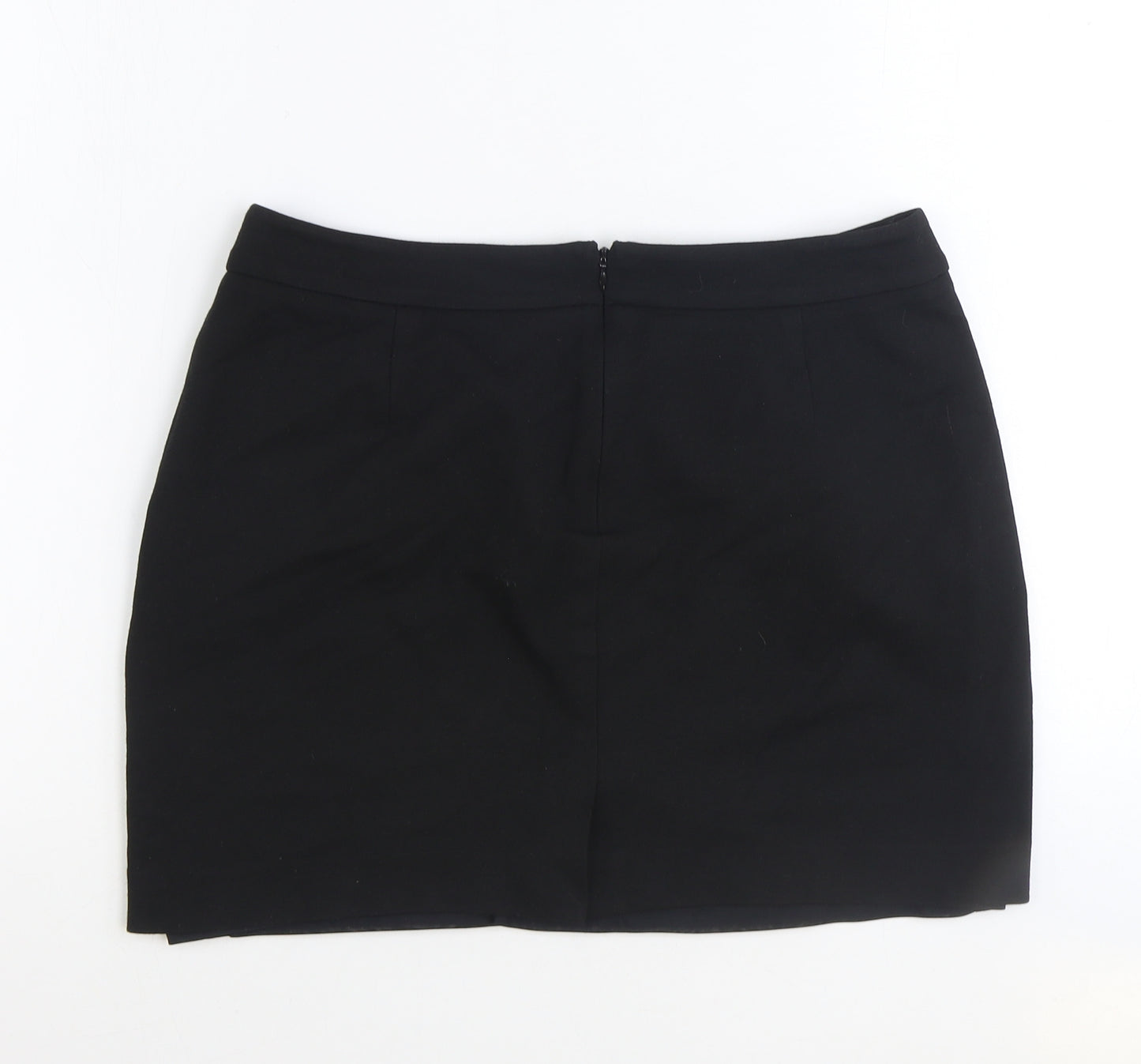 Preworn Womens Black Polyester Straight & Pencil Skirt Size 12 Zip