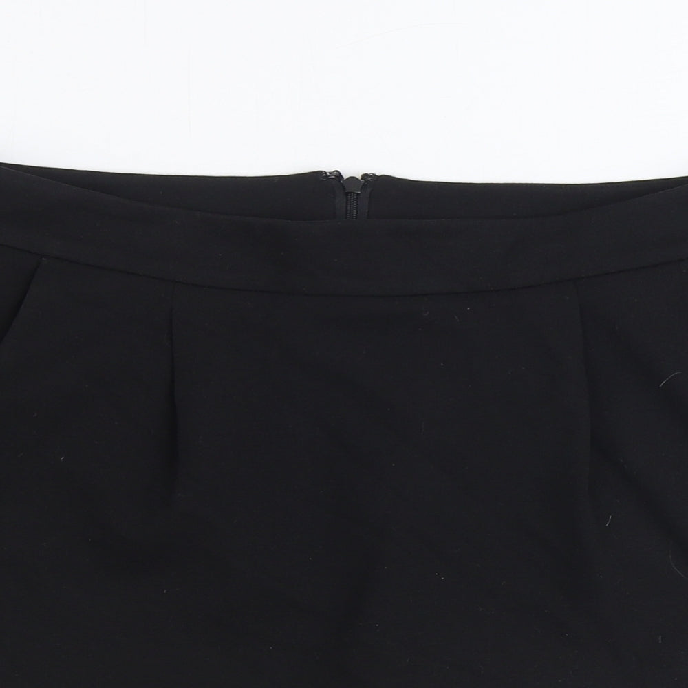 Preworn Womens Black Polyester Straight & Pencil Skirt Size 12 Zip