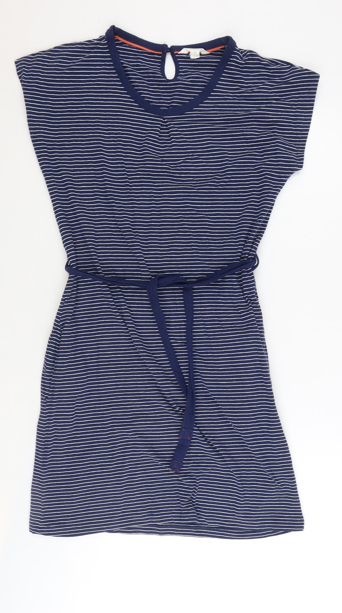 Trespass Womens Blue Striped Cotton T-Shirt Dress Size 12 Round Neck Magnetic