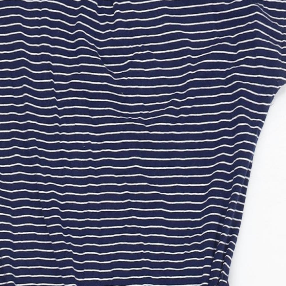 Trespass Womens Blue Striped Cotton T-Shirt Dress Size 12 Round Neck Magnetic