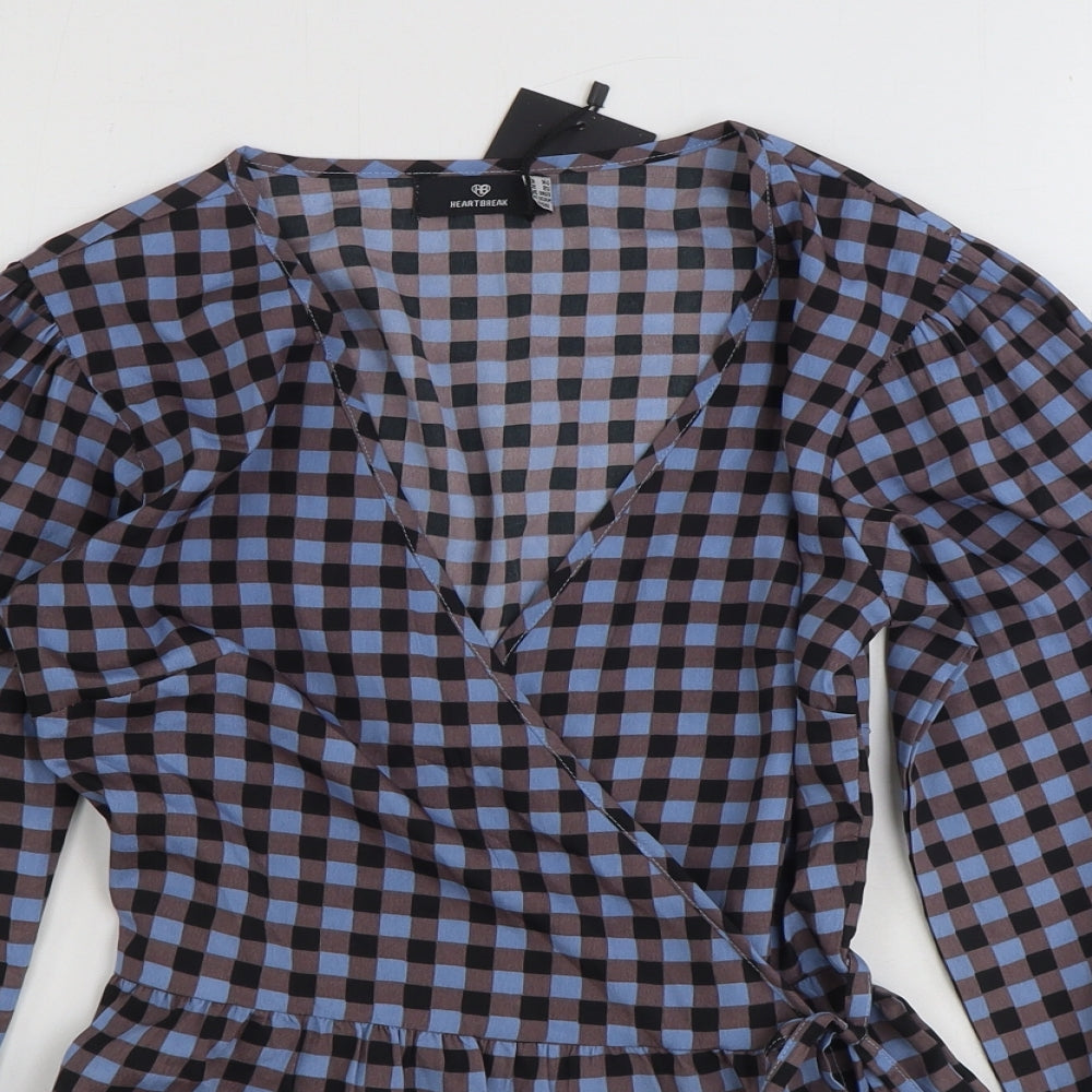 Heartbreak Womens Multicoloured Geometric Polyester Basic Blouse Size 8 V-Neck