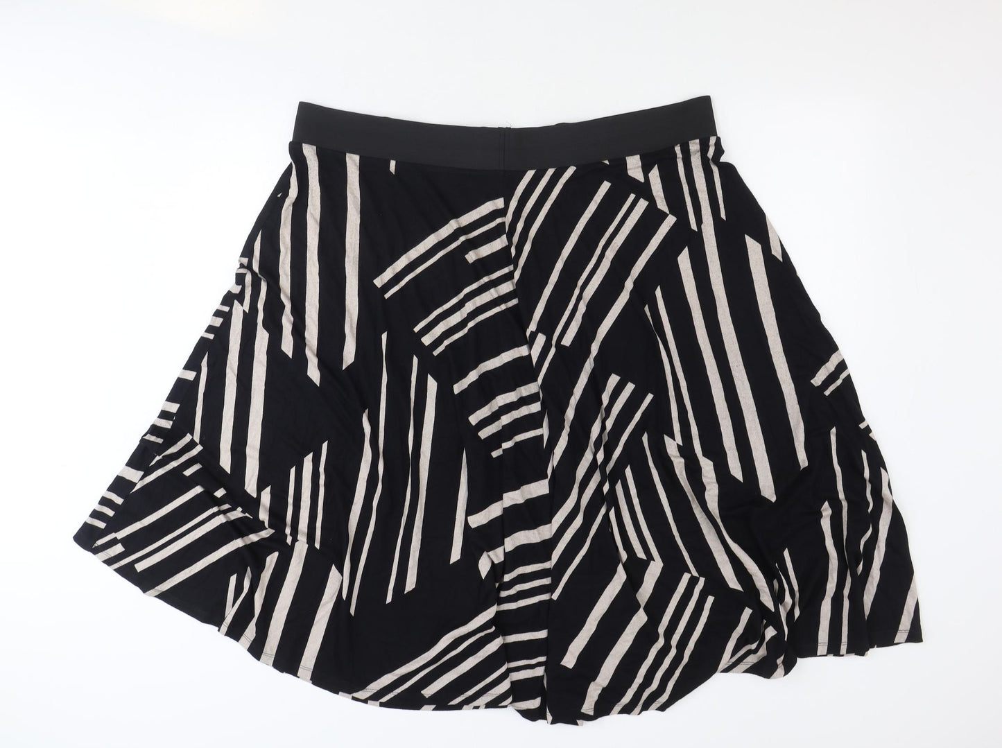 Marks and Spencer Womens Black Geometric Viscose Skater Skirt Size 22