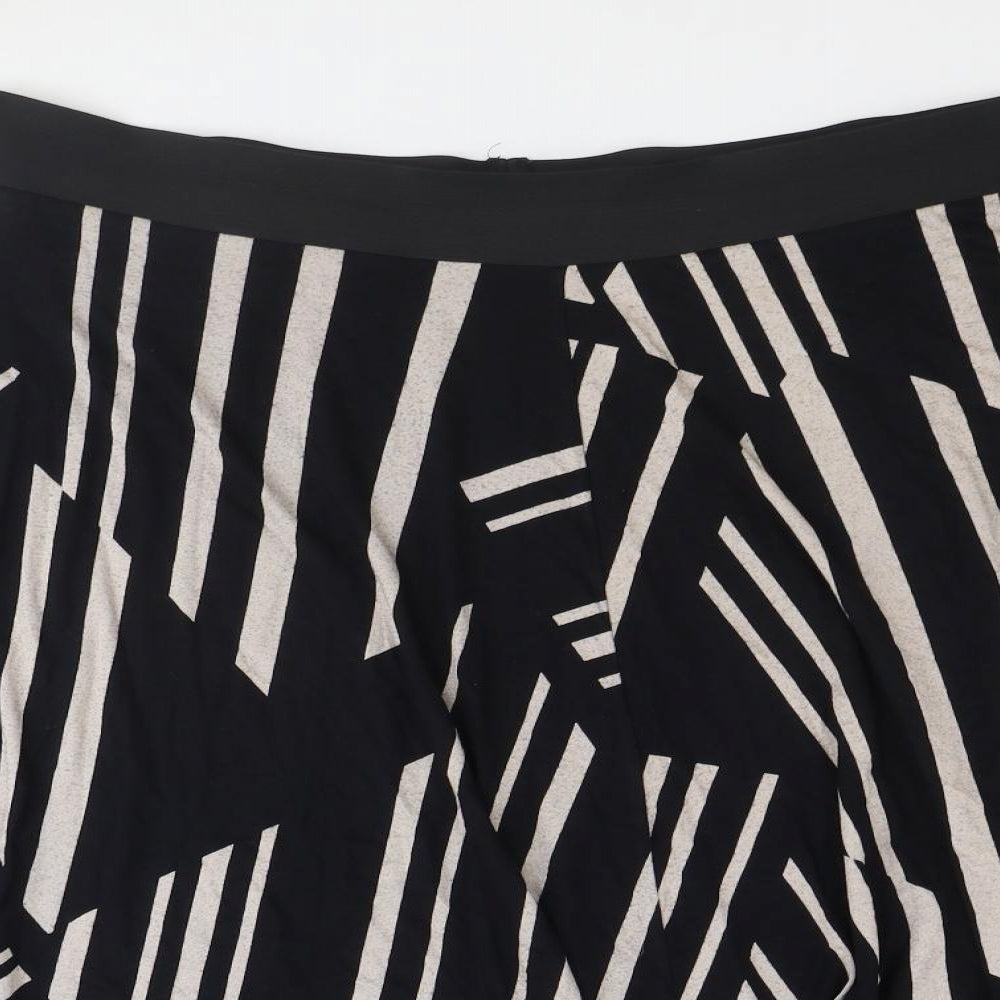 Marks and Spencer Womens Black Geometric Viscose Skater Skirt Size 22