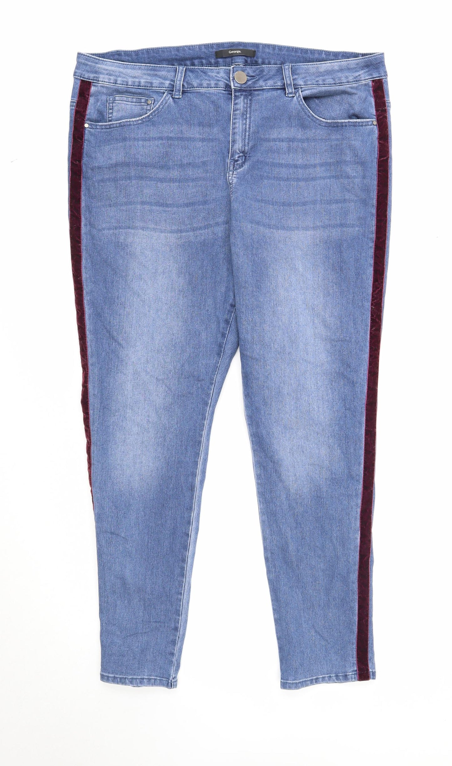 George Womens Blue Cotton Skinny Jeans Size 18 Regular Zip