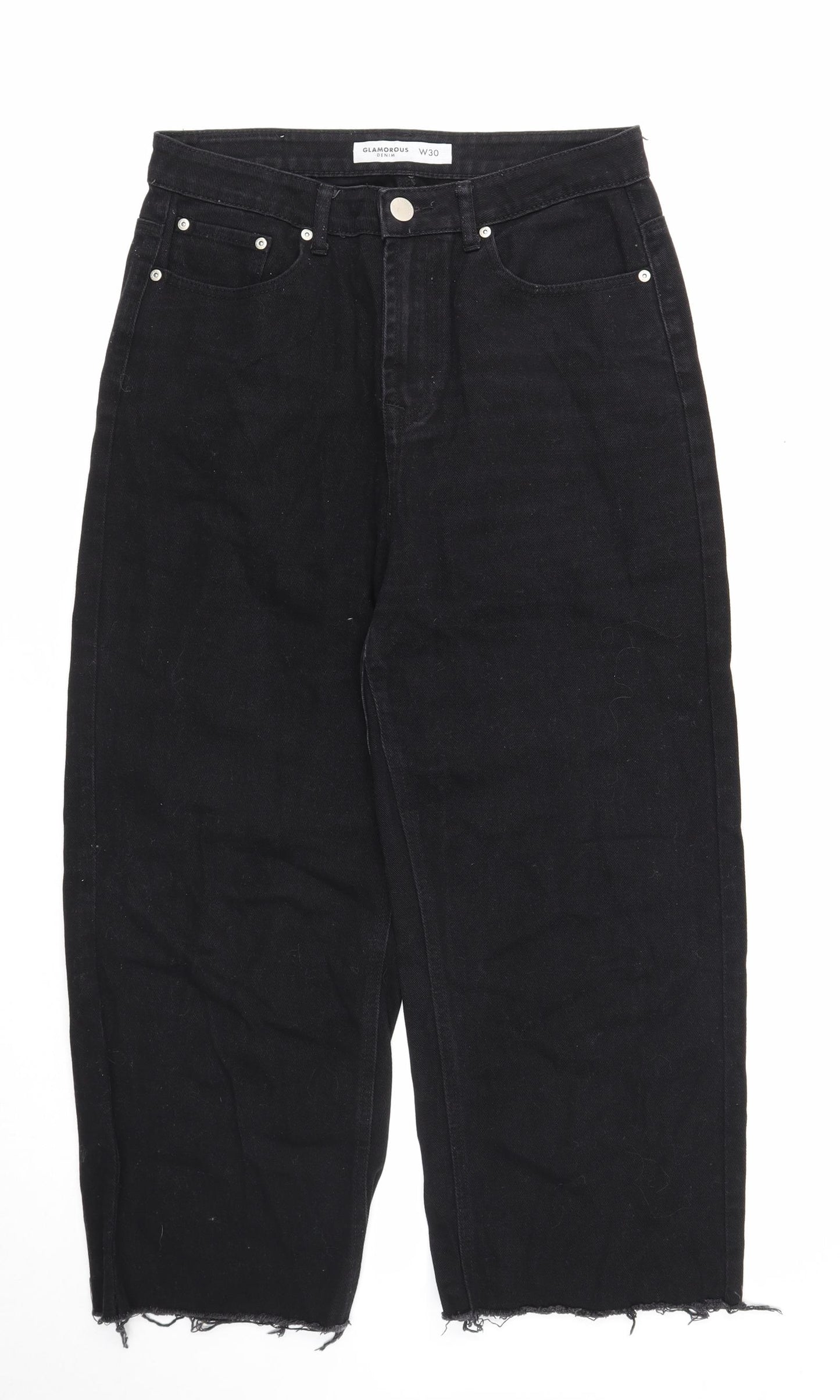 Glamorous Womens Black Cotton Tapered Jeans Size 30 in Regular Zip