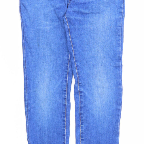Denim & Co. Girls Blue Cotton Straight Jeans Size 11-12 Years Regular Zip