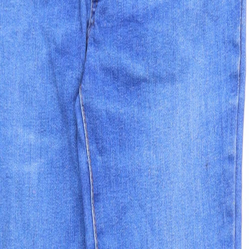 Denim & Co. Girls Blue Cotton Straight Jeans Size 11-12 Years Regular Zip